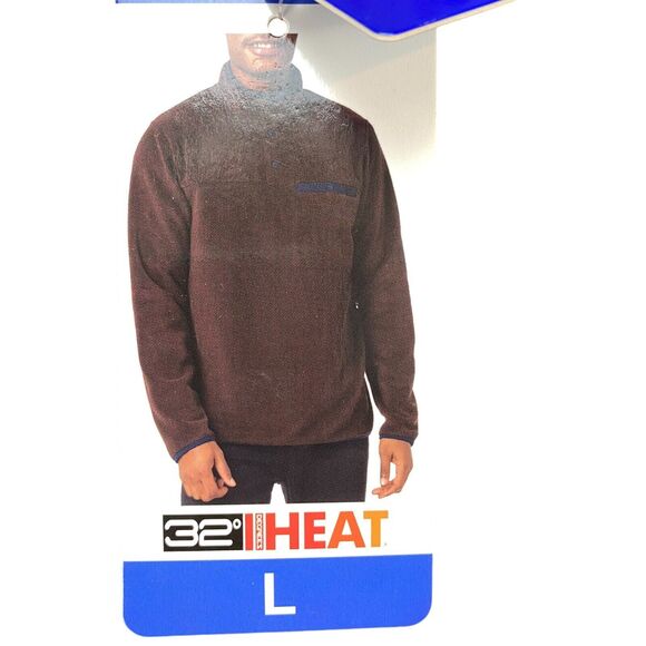 32 Degrees Heat Pullover Men's Large Fleece Long Sleeve 1/4 Snap Button - Picture 11 of 16